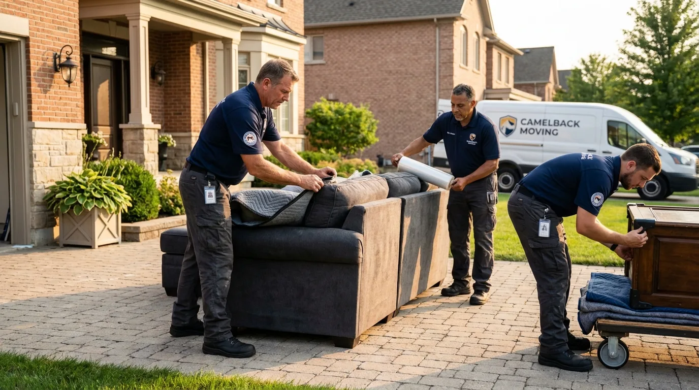 Large estate moving crew wrapping furniture in Clayton, CA
